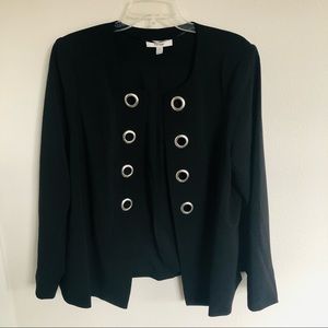 Kensie plus size black open front blazer jacket